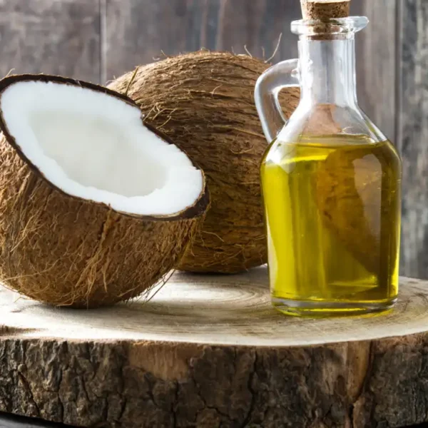 Coconut Oil on wooden background